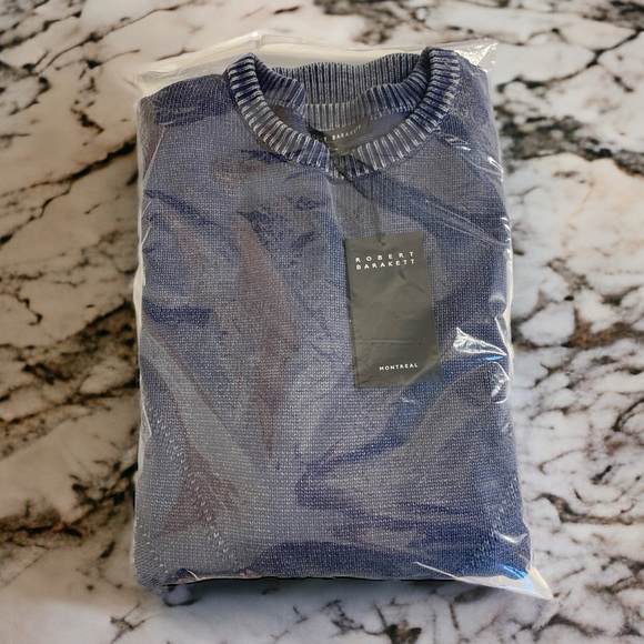 Robert Barakett Men's Franklin Pullover Sweater Vintage Blue Wash Size XL - Picture 9 of 11